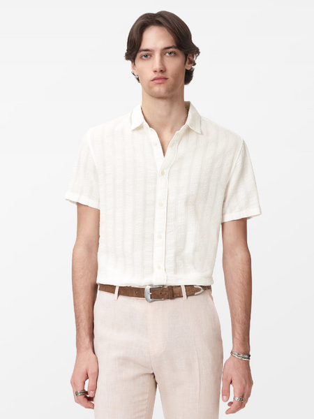 John Varvatos CARSON S/S Front Placket Shirt in White