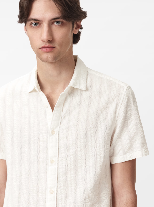 John Varvatos CARSON S/S Front Placket Shirt in White