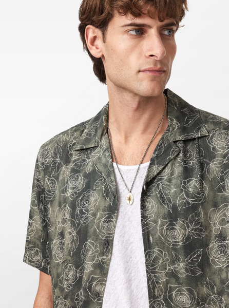 John Varvatos DAN SS Camp Shirt in Light Olive