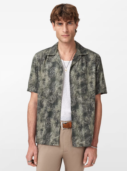 John Varvatos DAN SS Camp Shirt in Light Olive