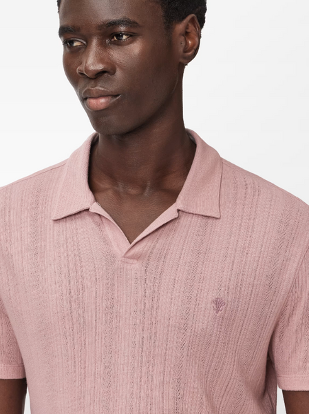 John Varvatos LEONARDO Johnny Collar Textured Polo in Pink Sand
