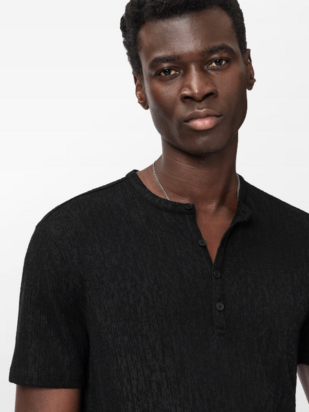 John Varvatos EGON Textured SS Henley in Black