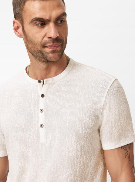 John Varvatos EGON Textured SS Henley in White
