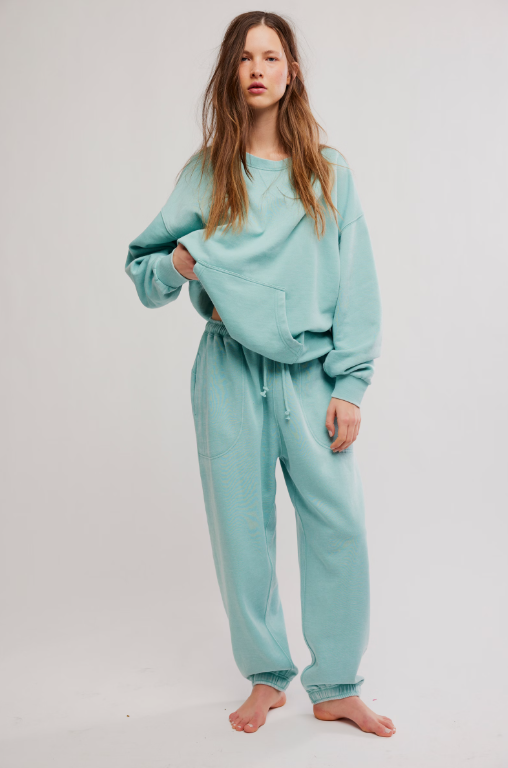Free People Slow It Down Pullover in Aqua