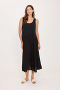Pistache Cotton and Linen Sleeveless Dress in Black