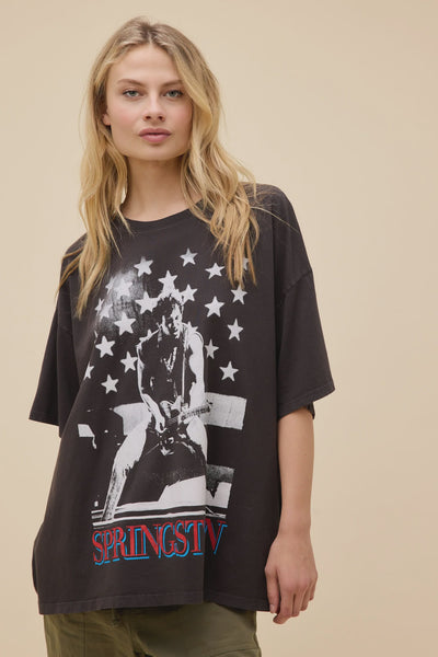 Daydreamer Bruce Springsteen Rockin America Merch Tee in Reactive Black