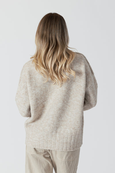 Lyla + Luxe Tanya Ribbed Cuff Sweater in Oat Mix