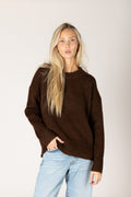 Lyla & Luxe Tanya Classic Sweater in Cocoa Mix