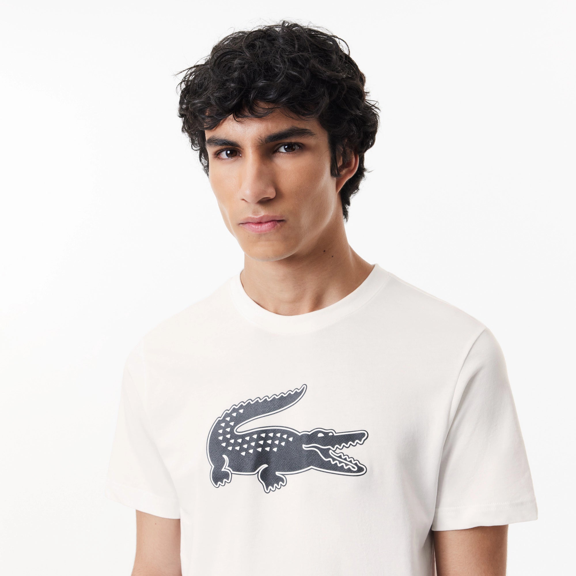 Lacoste Sport 3D Print Croc Jersey T-Shirt - White/Black