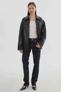 LAMARQUE Theia Leather Bomber Jacket in Black