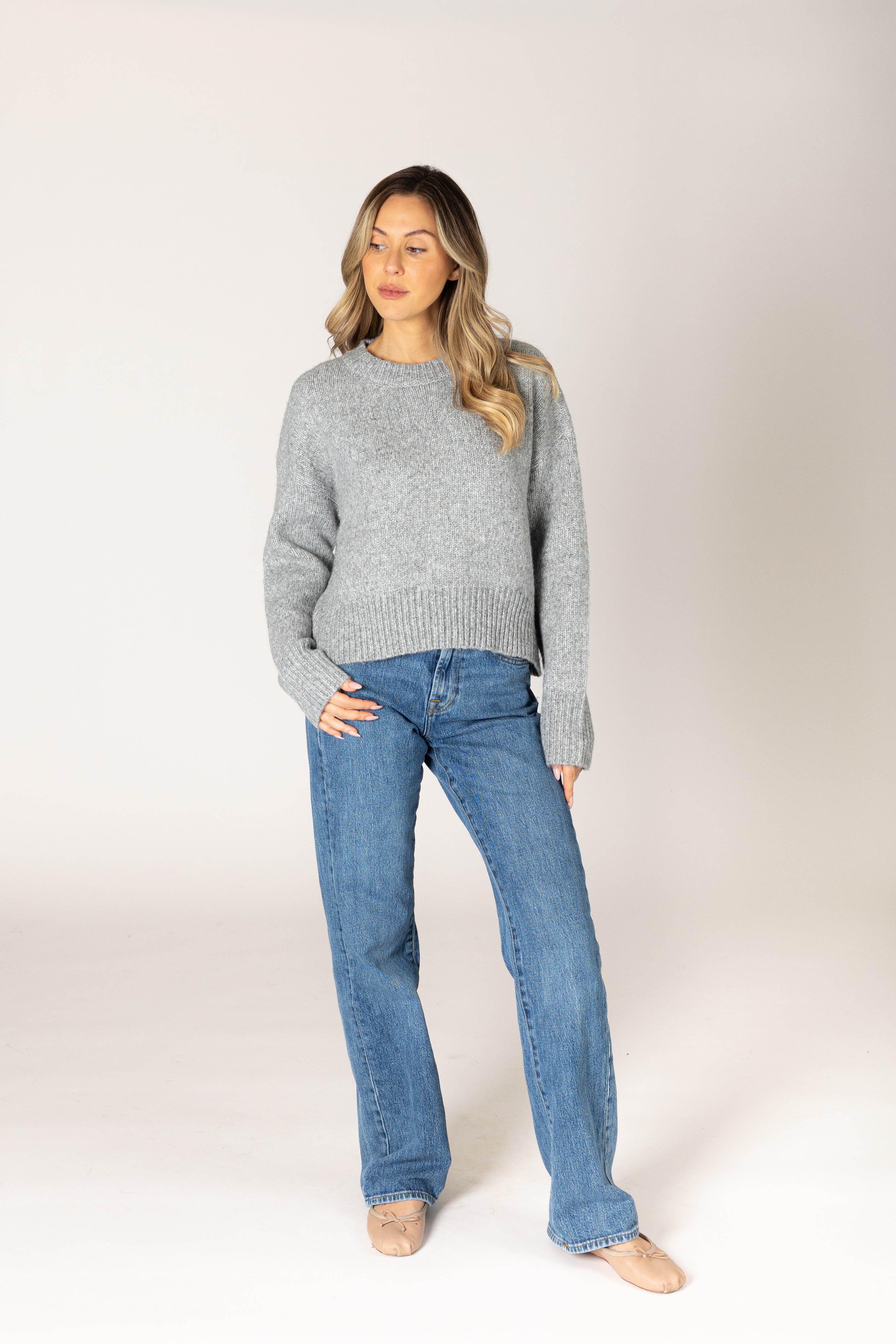 Lyla & Luxe Timmy Crew Sweater in Drizzle