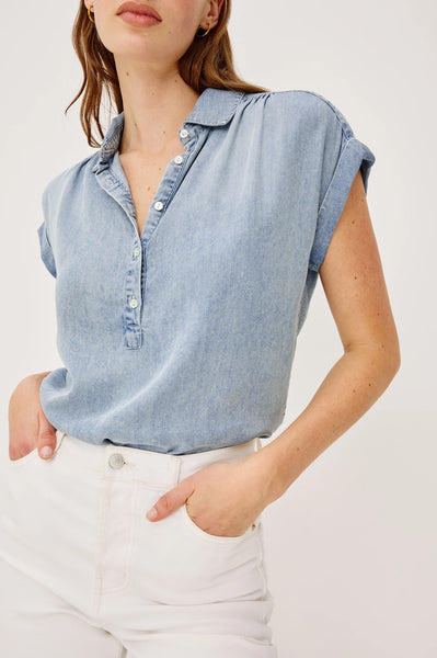 Rails Tuscany Tencel Denim Top in Washed Blue