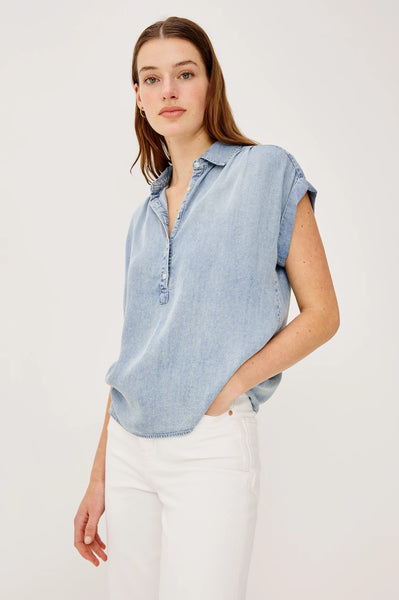 Rails Tuscany Tencel Denim Top in Washed Blue