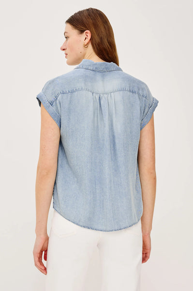 Rails Tuscany Tencel Denim Top in Washed Blue