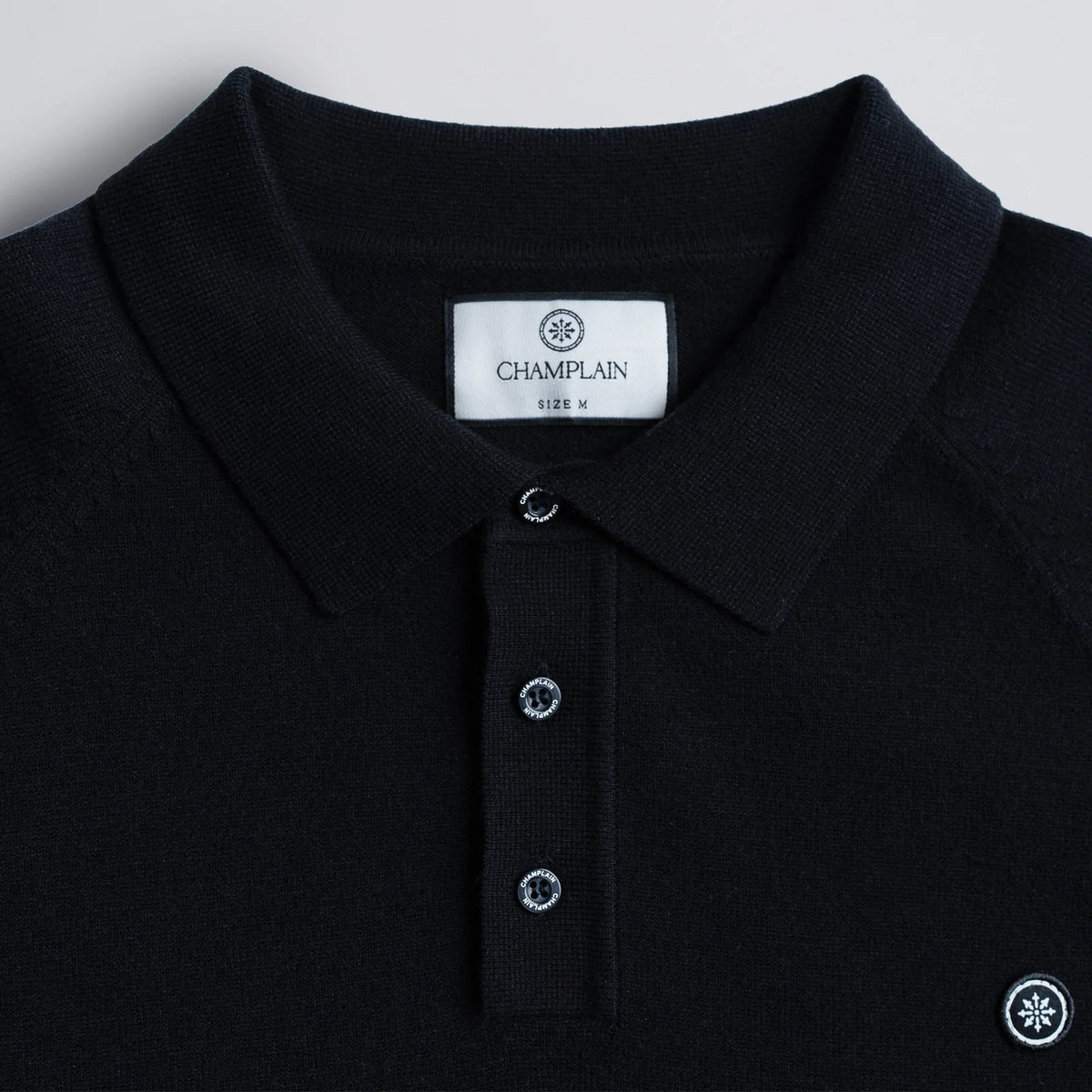 Champlain Long Sleeve Knit Polo in Black