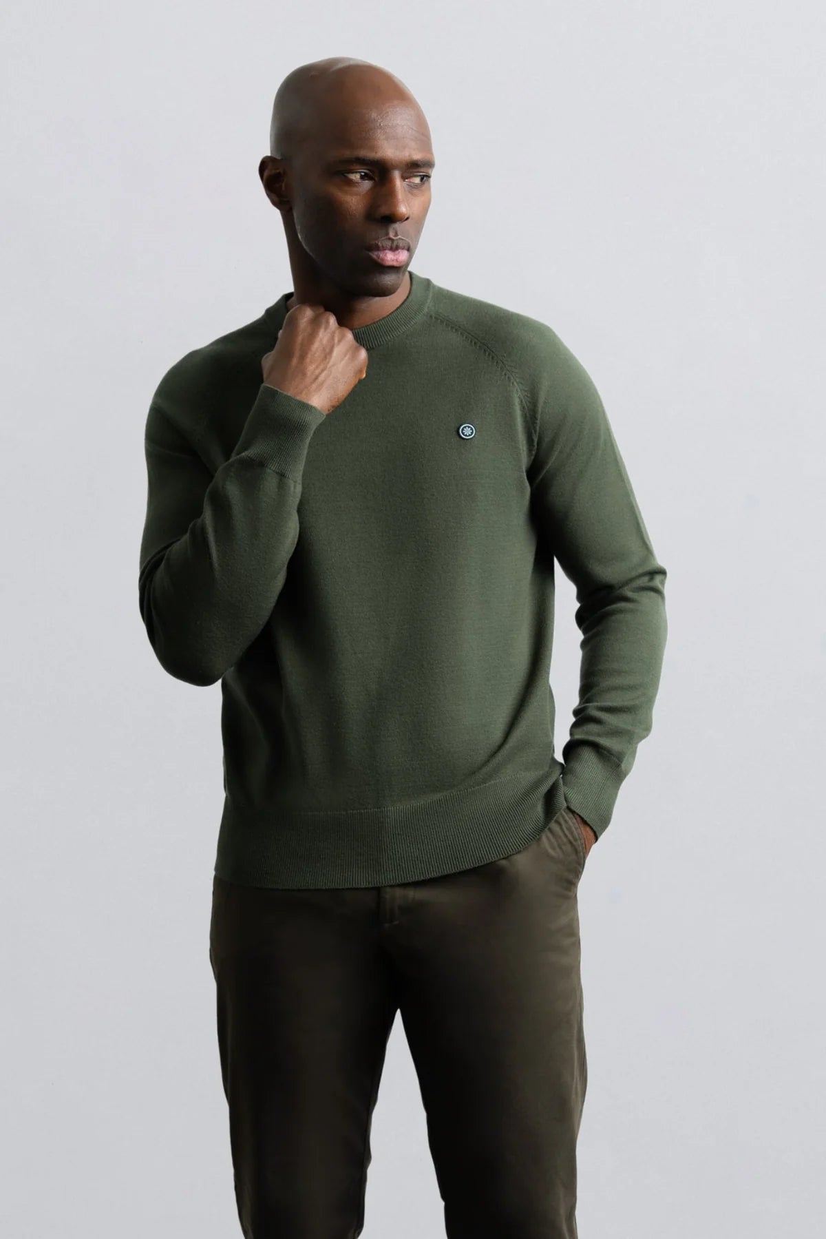 Champlain Midweight Knit Sweater in Olive