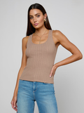 L'AGENCE Adira Scoop Neck Tank in Portabella