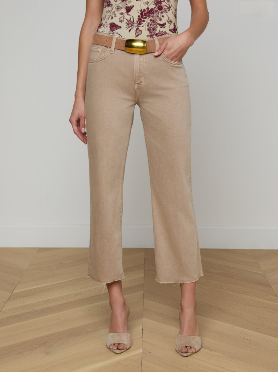 L’AGENCE Wanda Hi Rise Crop Wide Leg in Biscuit