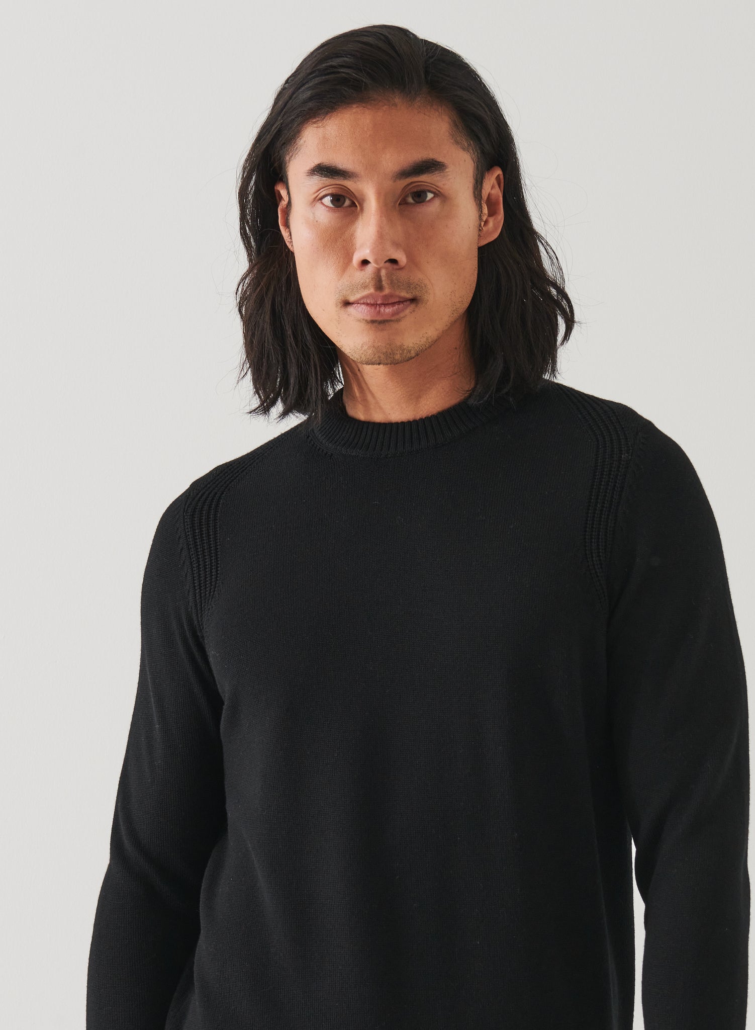 Patrick Assaraf Men's 9GG Merino LS Crew - Black