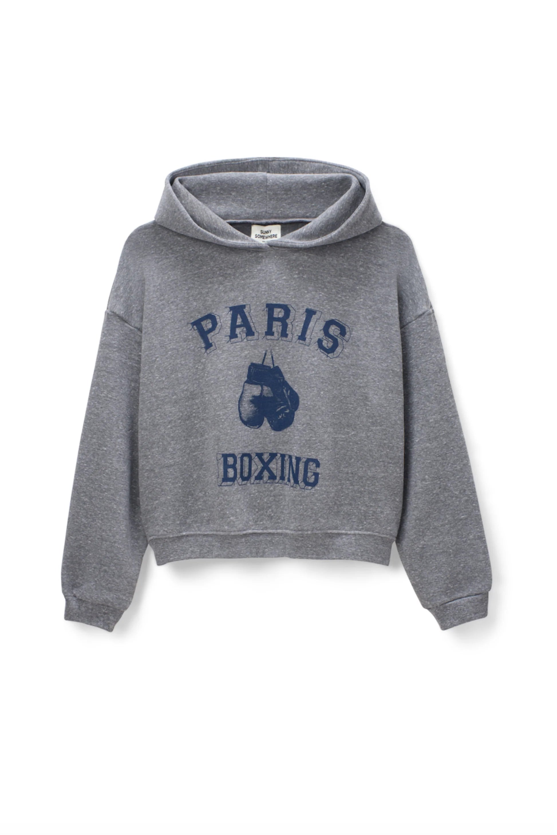 Sunny Somewhere Paris Boxing Classic Hoodie in Heather Grey