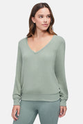 Wildfox Baggy Beach V-Neck Top in Oil Green