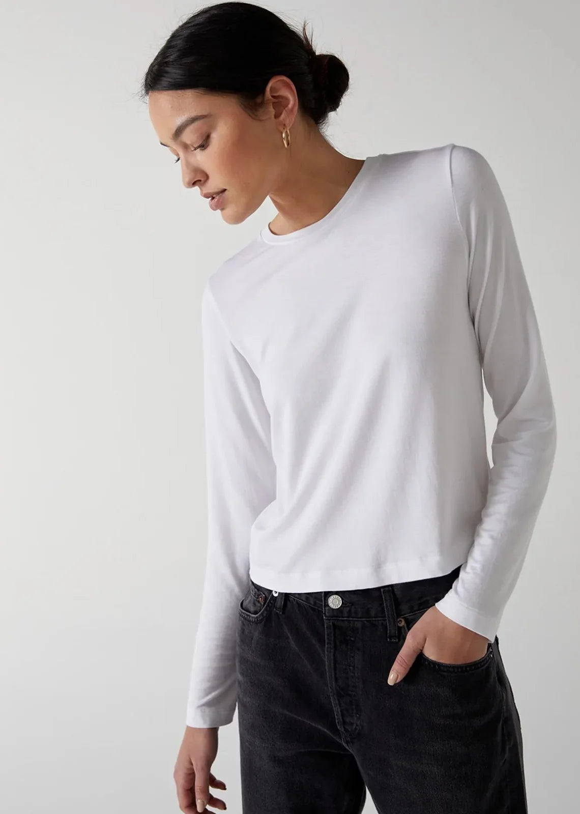 Velvet JG Pacifica Modal Jersey L/S Top in White