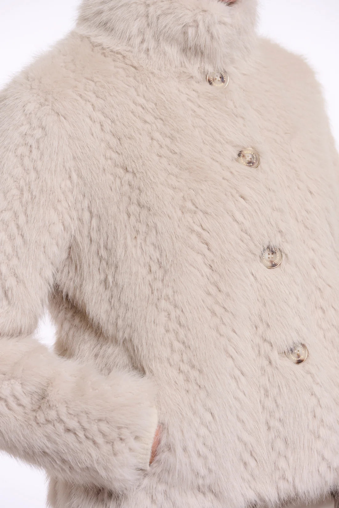 RINO & PELLE Vie Single Breasted Faux Fur Jacket in Birch