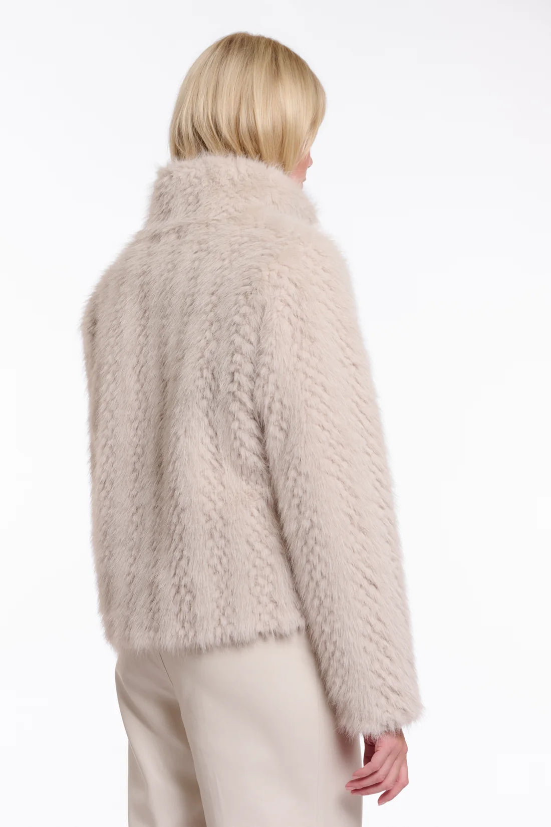 RINO & PELLE Vie Single Breasted Faux Fur Jacket in Birch