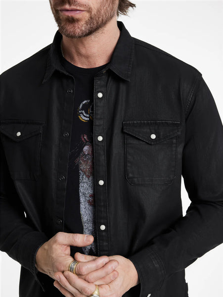 John Varvatos MARSHALL Western Shirt - Black Coated