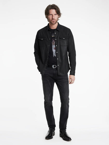 John Varvatos MARSHALL Western Shirt - Black Coated