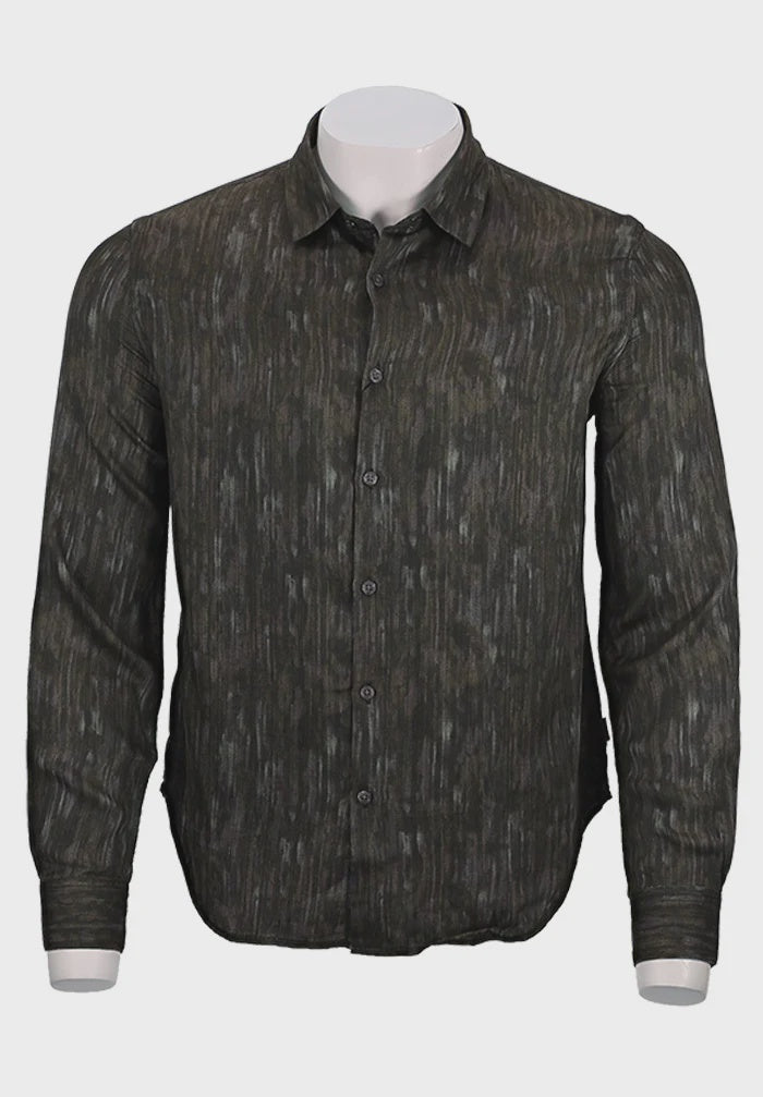 John Varvatos Ross LS Button Placket Slim Fit Shirt - Dark Brown
