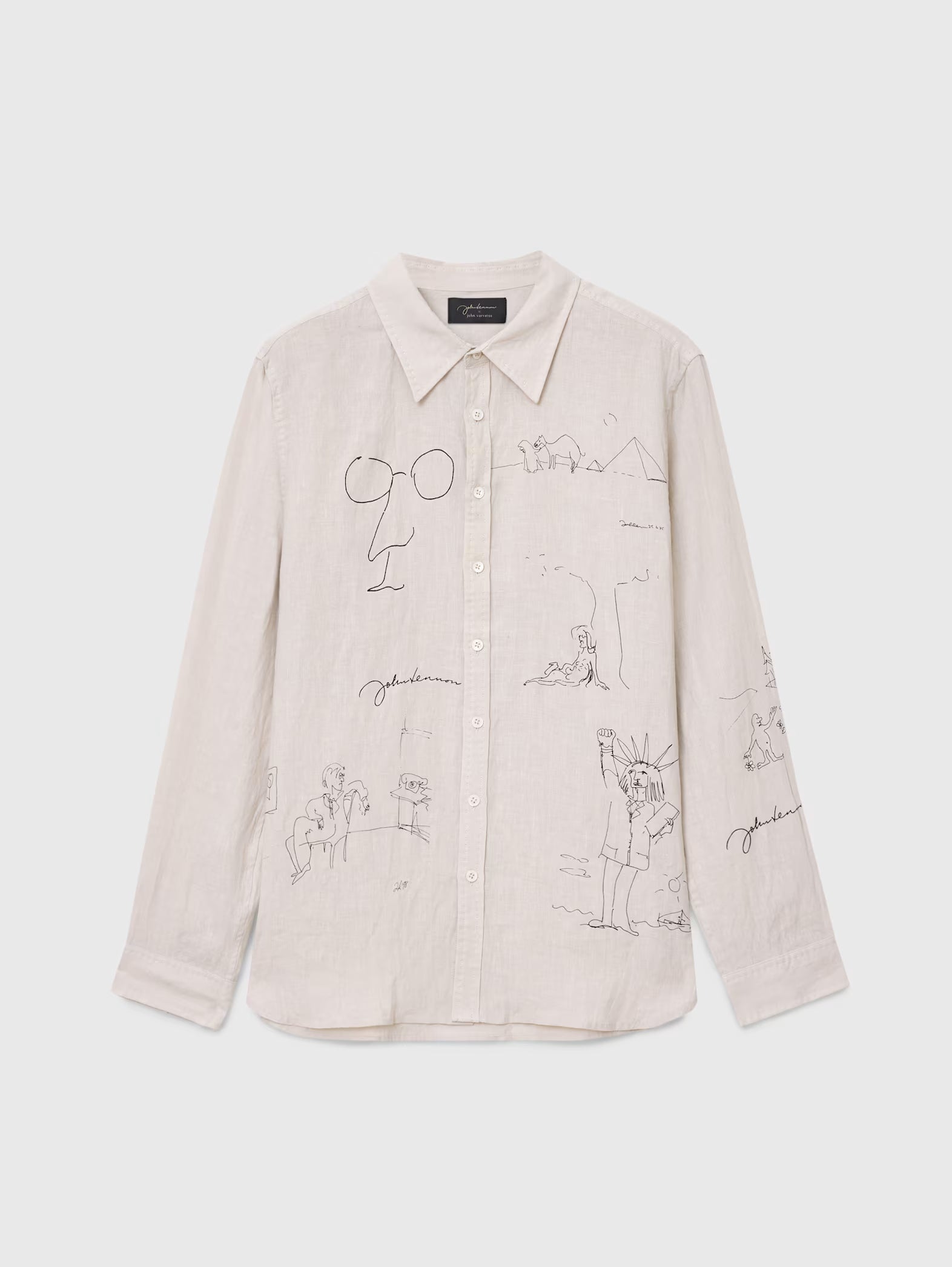 John Varvatos JOHN LENNON Bank Street Illustration Shirt - Grey Mist