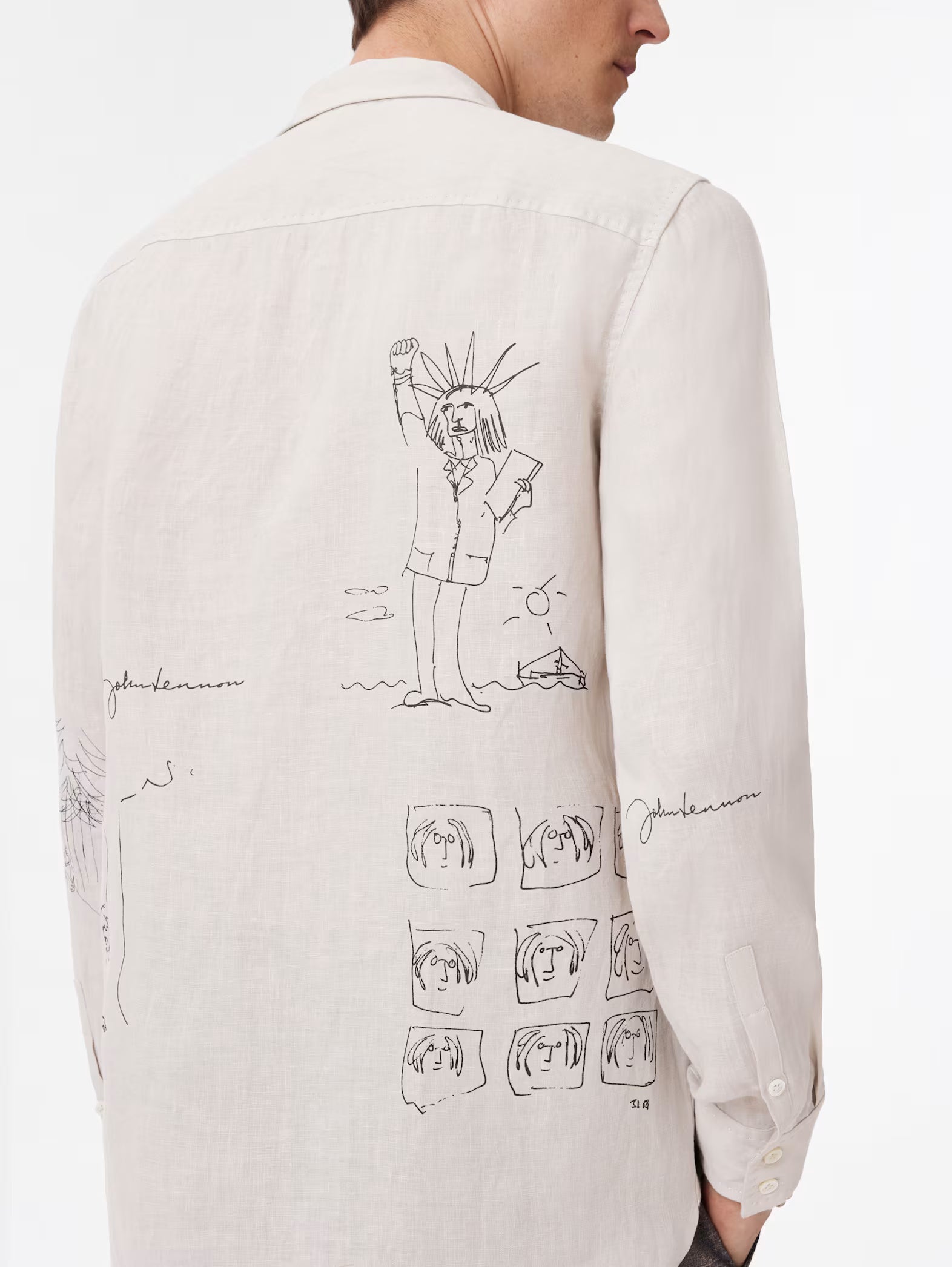 John Varvatos JOHN LENNON Bank Street Illustration Shirt - Grey Mist