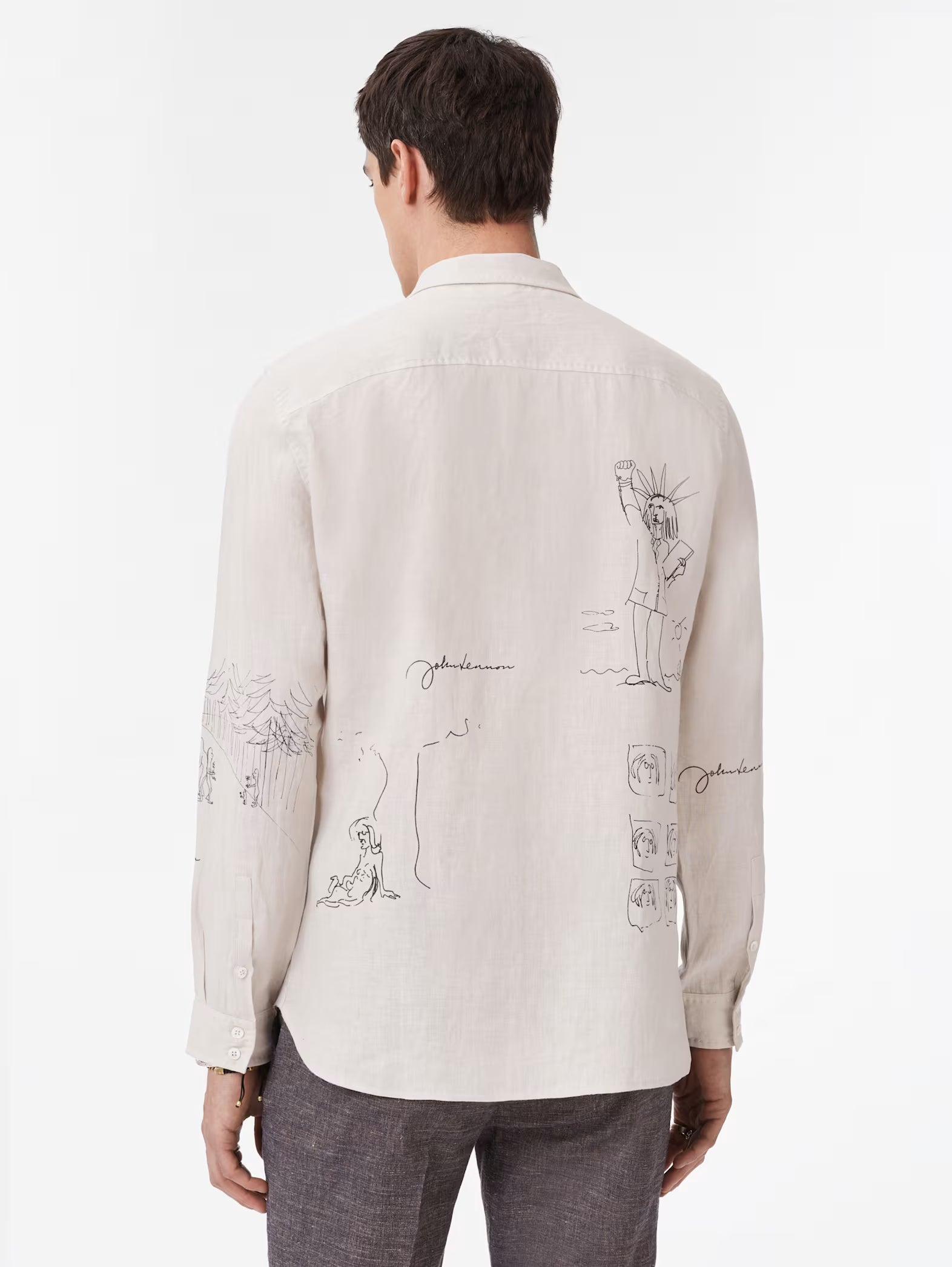 John Varvatos JOHN LENNON Bank Street Illustration Shirt - Grey Mist