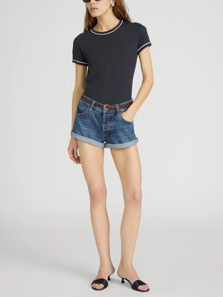 FRAME The Ringer Baby Tee in Navy Multi
