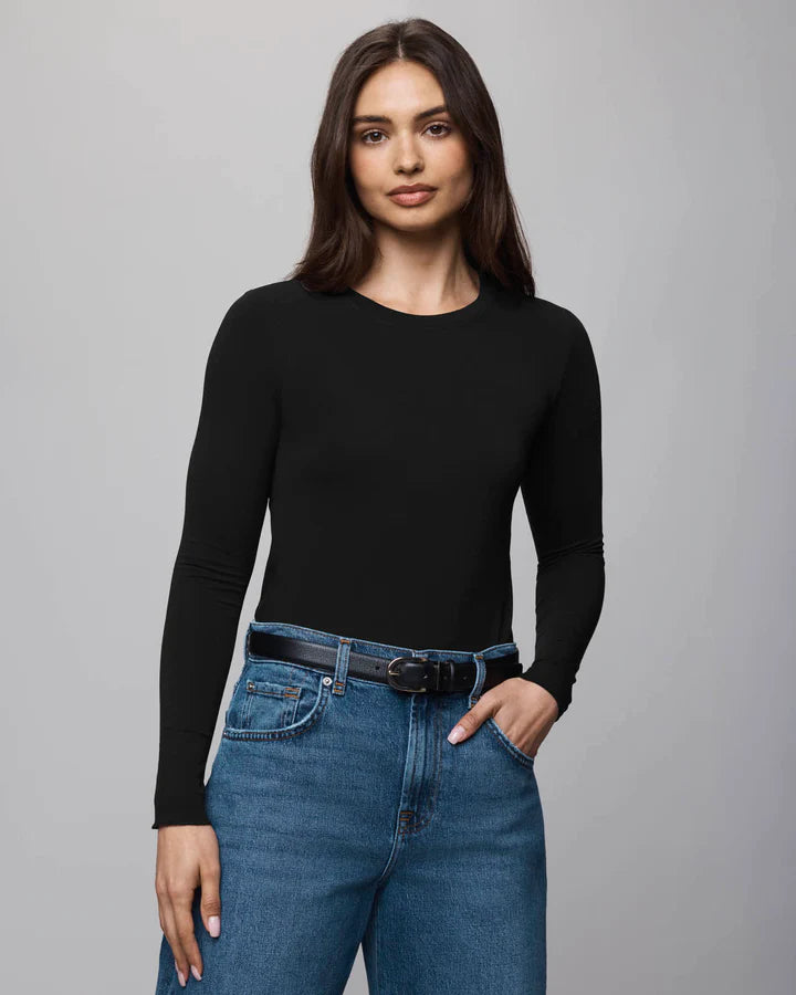 Splendid Long Sleeve Bamboo Tee in Black