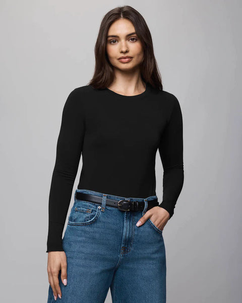 Splendid Long Sleeve Bamboo Tee in Black