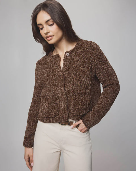 Splendid Andrea Crop Chenille Cardigan in Cedar Brown