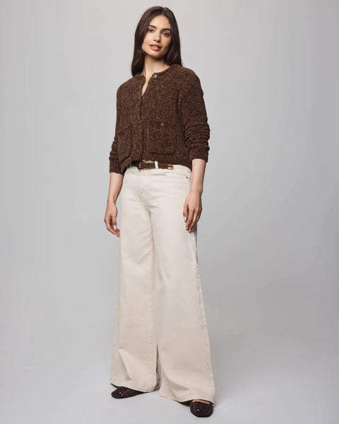 Splendid Andrea Crop Chenille Cardigan in Cedar Brown
