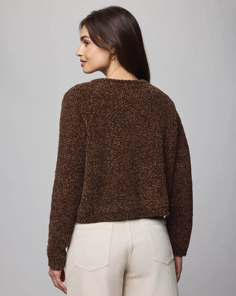 Splendid Andrea Crop Chenille Cardigan in Cedar Brown