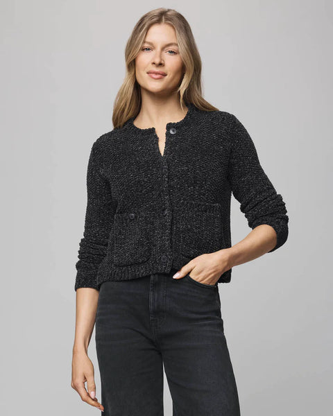 Splendid Andrea Crop Chenille Cardigan in Lead