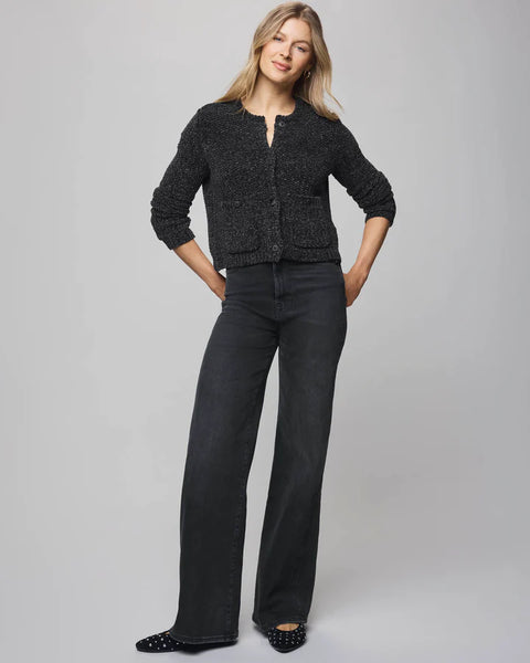 Splendid Andrea Crop Chenille Cardigan in Lead
