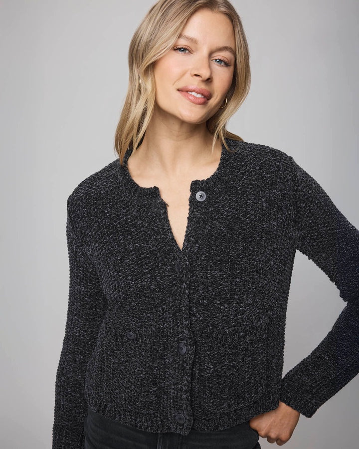 Splendid Andrea Crop Chenille Cardigan in Lead