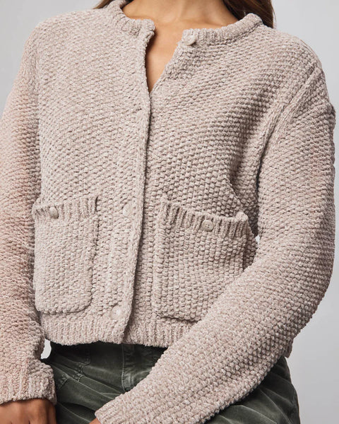 Splendid Andrea Crop Chenille Cardigan in Pale Oak