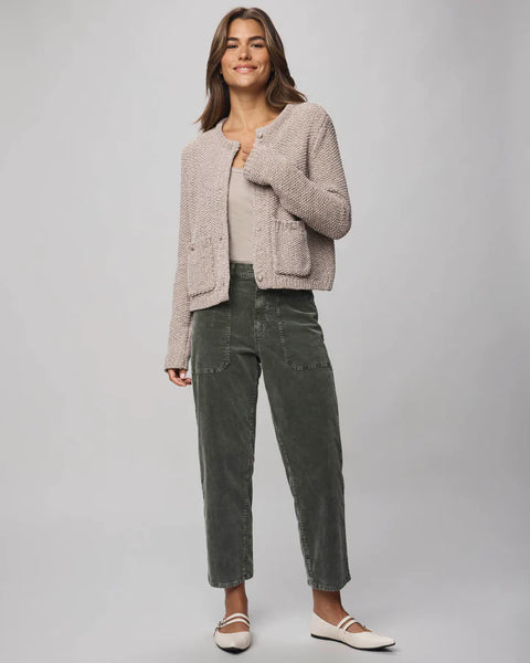 Splendid Andrea Crop Chenille Cardigan in Pale Oak