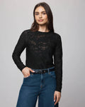Splendid Cecelia Floral LS Tee in Black