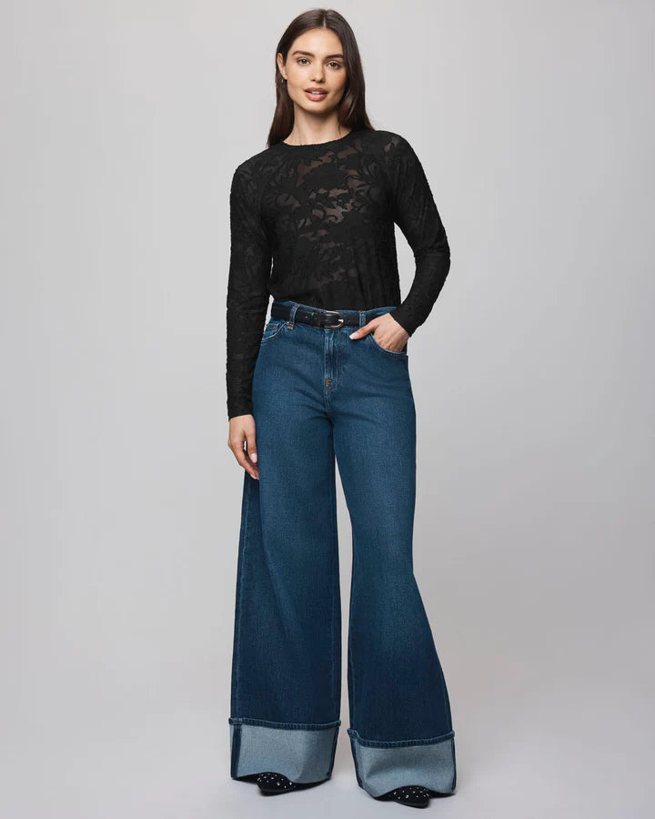Splendid Cecelia Floral LS Tee in Black