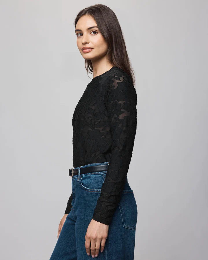 Splendid Cecelia Floral LS Tee in Black