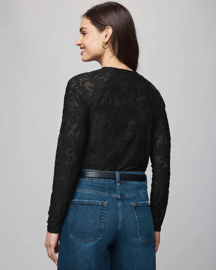 Splendid Cecelia Floral LS Tee in Black
