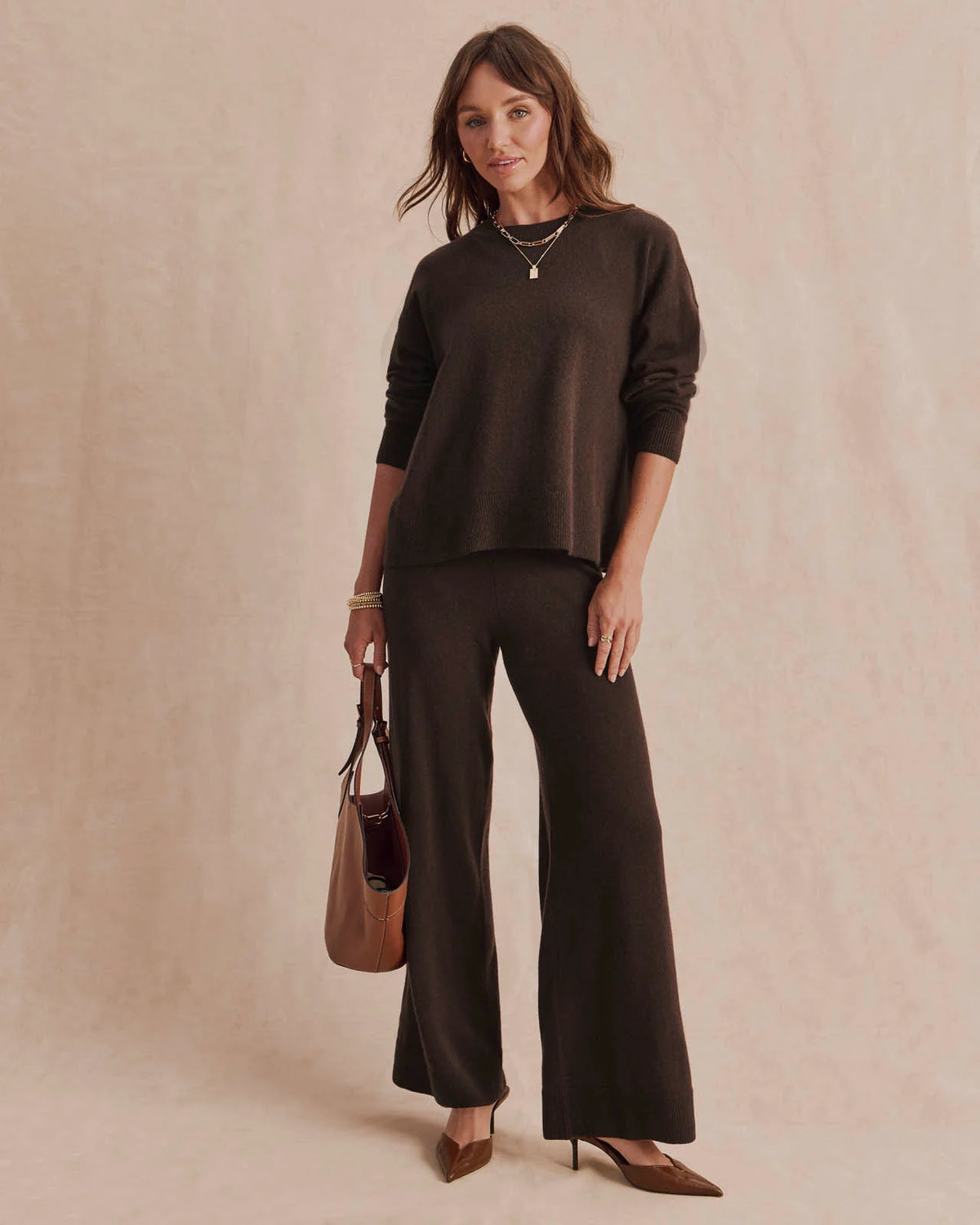 Splendid Tori Cashmere Wide Leg Pant in Java